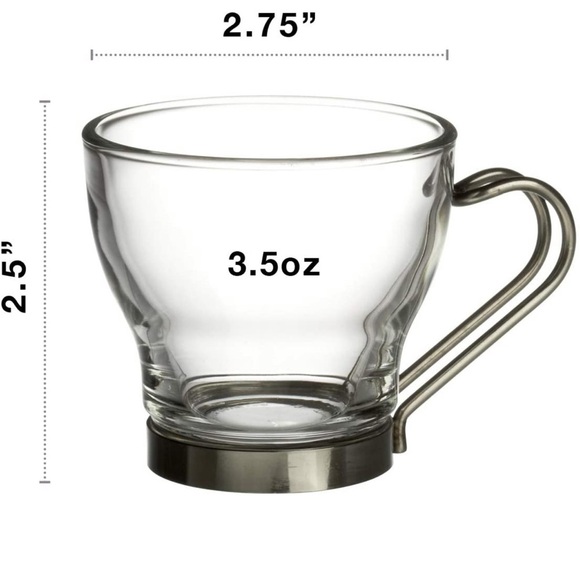 Bormioli Rocco Verdi Espresso Cup W/ Stainless Steel Handle Set of 4 Gift Boxed - Picture 3 of 14
